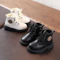 Sneakers Autumn Boots Boots Sapatos de Couro para Crianças Meninos Modernos Moda Moda Imperpermeável NONSLIP WAR WHIT WINTRO 2130 230202