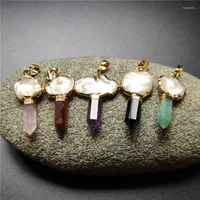 Подвесные ожерелья fuwo красочный сырой хрустальный кварц удивительный дизайн Bohemian Reiki Chakra Healing Druzy Pearl Charm Jewelry 5pcs PD590