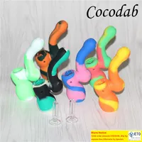 Smoking Dab Oil Rig Silicone Bong Water Pipes comb Perc Bongs Heady Rigs Mini Pipe small bubbler with glass bowl Hookah beaker