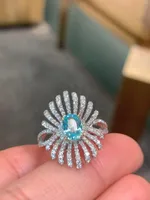 Cluster Rings MM Pure 18K Gold Jewelry Real Paraiba Tourmaline Gemstones 0.82ct Diamonds Certificated Pendant Necklaces