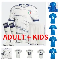 アダルトキッズキット2023 2024イタリアサッカージャージイタリア23 24 Maglie Da Calcio Verratti Chiesa Gnonto Football Shirt T Lorenzo Pinamonti Politano Grifo Kids Kitユニフォーム