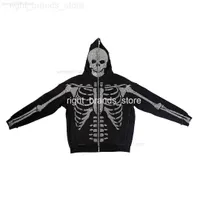 Jackets masculinos Jaquetas masculinas Sketon Oversize Complet Full Zip Over Face Skull Evil Y2K Rhinestone Diamond Hoodies