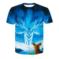 Heren t shirts zomer korte mouwen t-shirts voor mannen en vrouwen casual halve mouw print sneeuw sika herten ontwerp
