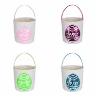 Cesta de Pascua Bunny Bucket de lentejuelas Bag Npoh Cylinder Rabbit Organizador de lienzo s￳lido Organizador Round Bottom Bottom Bolsas de dulces para ni￱os bolsos de mano BC244