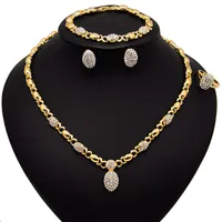 Wedding Jewelry Sets Arrivals High Quality Crystal X Oshaped Gold Color Necklace Earrings Bracelet Ring Wholesale 230201