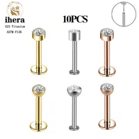 Navel Bell Button Rings 10PCS 20 18 16G G23 Gold Color Labret Lip Stud Nose Ring Ear Tragus Helix Cartilage Piercing Earrings Body Jewelry 230202