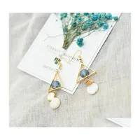 Dangle Chandelier Fashion Jewelry Geometry Triangle Natural Shell Bread Bead Glass Earring Drop Delivery Earrings Dhpz6