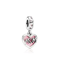 Alloy Fit Charm Bracelet European Charms Beads Mom Heart Pink Enamel Dangle Pendant Diy Snake Chain For Women Bangle Necklace Jewelr Dhzeu