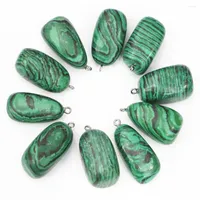 Pendant Necklaces Natural Stone Malachite Irregular Shape Ore To Cure Reiki Charms Diy Necklace Jewelry Making Accessories Wholesale 12Pcs