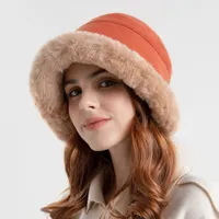 Wide Brim Hats Bucket Winter Plus Velvet Fur Lamb Hair Female Casual Warm Plush Pot Fashion Fleece Fisherman 230202