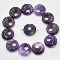 Charms 18Mm Natural Stone Amethyst Crystals Gogo Donut Pendants Beads For Jewelry Making Wholesale Drop Delivery Findings Com Dhgarden Dh5Am