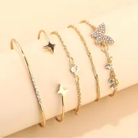Bangle Bohemian Bracelet For Women's Chain Luxury Jewelry Cuff Rhinestone Fashion Accessories Party Butterfly Set