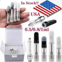EUA TH205 Cartuchos vape vapes de cer￢mica caneta atomizadores de caneta carrinhos de embalagem de espuma vaporizador vazio de ￳leo espesso e cigarros e cera