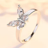 Cluster Rings 925 Sterling Silver Cubic Zirconia Butterfly Rings For Women Girls Engagement Wedding Party Punk Jewelry Gift Jlfjla G230202