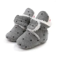 Boots Toddler Baby Girls Boys Winter Booties Flat Shoes Soft Sole First Walkers Stars Print Non-slip Infant Crib Moccasin