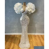 Mermaid Wedding Dresses 2021 Plus Size Arabic Aso Ebi Stylish Luxurious Dress Beaded Crystals Lace Sheer Neck Bridal Gowns Zj224 Dro Dhsp6