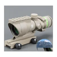 Hunting Scopes Trij Acog Tan Color Tactical Style 4X32 Rifle Scope Red Dot Green Optical Fiber 20Mm Rail Drop Delivery Sports Outdoor Dhtv1
