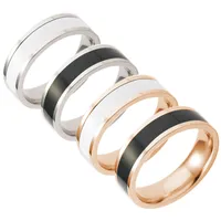 Drip Oil Plating Black and White Band Ring Simple Titanium Steel Couple Ring Wholesale