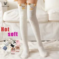 Sexy Socks winter thigh high socks coral fleece knee-length thick warm striped Christmas sexy stockings cute cartoon 230202