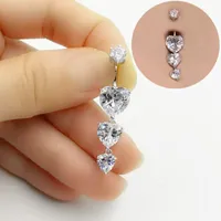 Nose Rings Studs 925 sterling silver belly button ring heart cubic zircon navel belly piercing jewelry 230202