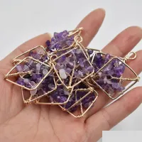 Charms Natural Amethyst Tree Of Life Handmade Wire Wrapped Pendants For Jewelry Necklace Marking Drop Delivery Findings Compo Dhgarden Dhd1G