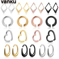 Navel Bell Button Rings Vanku 2PCS Product Heart Egg Geometry Shape Stainless Steel Ear Weight Piercing Body Jewelry Earring Expanders Gagues 230202