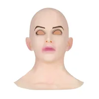 2023 Yeni Yetişkin Tam Baş Maskesi Kadın Şekilli Silikon Crossdresser Headgear Cadılar Bayramı Cosplay Aksesuar Masque Horreur