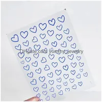 Beaded 5D Engraved Embossed Heart Nail Sticker Black White Hollow Shape Design Art Stickers Decorations Decals Wraps Drop Delivery J Dhojx