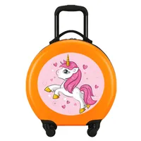 Duffel Bags Rounded kids travel suitcase on wheels 18'' Carto carry cabin rolling luggage trolley bag case cute girls 230203