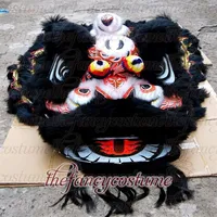 Erwachsener s￼dlicher schwarzer L￶wen Tanz Bambus Maskottchen Kost￼m reine Wolle chinesische Volk Animal Halloween Party Stage Neujahr Weihnachtstage 279e