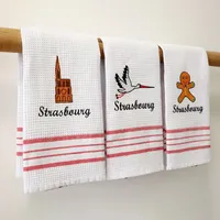 Towel 1Pc 40x60cm Cotton White Home Waffle Embroidered Tea Table Napkin Place Mat Kitchen Dishcloth Xmas Gift