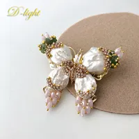 Pins Brooches Exquisite Elegant Baroque Pearl Butterfly Brooch Necklace Pendant Dualuse Lady Sweater Scarf Accessories Banquet Party Jewelry 230202