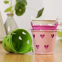 Gift Wrap 10PCS Candy-colored Hollow Heart-shaped Small Iron Bucket Creative Desktop Storage Tinplate Mini Wedding Candy Box