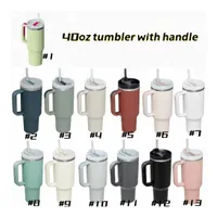 New 40oz Stainless Steel Tumblers with Silicone handle And Straws Portable Water Bottles Outdoor Sports Cups Insulation Travel Vacuum Flask Mugs 0203