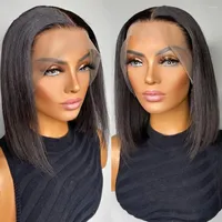 Straight 13x6 Lace Front Human Hair Wig Brazilian Remy 250% Bone Frontal Short 4x4 Bob Closure For Women