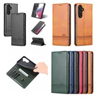 Suck Magnetic Closure Leather Wallet Cases For Samsung S23 Ultra Plus A73 A53 A33 5G A23 A54 A34 A14 A04E S22 Business Classic ID Credit Card Slot Holder Flip Cover Pouch