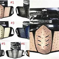 Designer Pu Face Masks Color Fashion PU Solid Leather Men Women Mouth Cover Dustproof Ostrich Skin Outdoors Breathable Sports Party IP16
