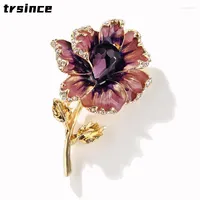Brooches High-grade Oil Drop Gradient Enamel Flower Brooch Wild Rose Lily Pin Buckle For Women Clothing Accessories