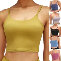 Camisoles & Tanks 2023 Fashion Sport Yoga Bra Fitness Tank Women Crop Top Solid U-Neck Knit Tops High Quality Stretch Wireless Seamless