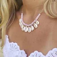 Choker DM Puka Crystal Natural Shell Necklace Women Seashells Pendant Gold Color Chain Boho Beach Jewelry Collier Femme 2023 Naszyjnik