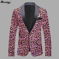 Men's Suits Blazers Men's Magic Color Color-Blocking Sequin blazer Singer Host Stage Performance blazer 230202