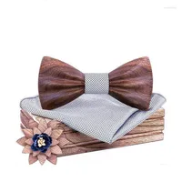 Bow Ties oblubieńca drewniany krawat dla męskiego garnituru chusteczka bowtie broszki ślubne groźne homme noeud papillon corbatas diftbow dhngn