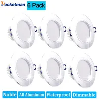 Downlights 6Pcs Lots Noble All Aluminum Dimmable 6 LED Downlight Waterproof Warm White Cold Recessed Lamp Spot Light 220V Home