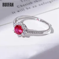 Cluster Rings Flower Wine Red Natural Garnet Stone Cubic Zircon 925 Sterling Silver Ring For Women Lady Trendy Fine Jewelry Gifts YRI047