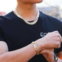 Chains Hip Hop Iced Out Bling Zircon Baguette Cuban Chain Necklace Fashion Jewelry Gold Silver Color CZ Choker Mens