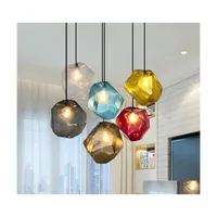 Pendant Lamps Simple Stone Glass Light Colorf Indoor G4 Led Lamp The Restaurant Dining Room Bar Cafe Shop Lighting Fixture Ac110265 Dhgpb