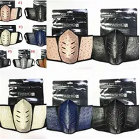 Designer Pu Face Masks Color Fashion Women Leather Solid Men Mouth Cover Dustproof Ostrich Skin Outdoor Breathable Protective Party 4H0G