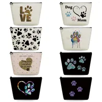 Cosmetic Bags Pencil Cases Makeup Bag Kawaii 2023 Fashion Women Dogs Paws Casual Travel Toiletry Female Love Funny