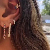 new fashion designer exaggerated cute lovely unique vintage cool paper clip pin diamond rhinestone crystal stud earrings for women230i
