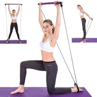 Resistance Bands Portable Pilates Bar Kit Band Yoga Stick Exercise Foot Loop For Stretch Sculpt Twisting Sit-Up